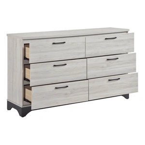 Homelegance Westport PU Paper/Wood 6-Drawer Double Dresser, White Oak/Gray
