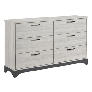 Homelegance Westport PU Paper/Wood 6-Drawer Double Dresser, White Oak/Gray