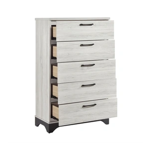 Homelegance Westport PU Paper/Wood 5-Drawer Chest, White Oak/Gray