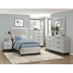 Homelegance Westport Rectangular PU Paper/Wood Mirror, White Oak/Gray