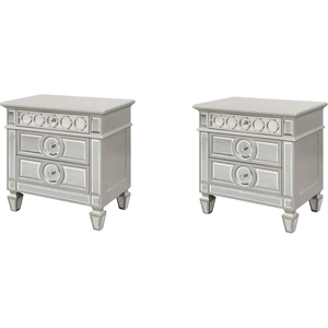 Galaxy Home Furnishings Symphony 2-Drawer Wood Veneer Nightstand, Silver