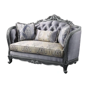 ACME Ariadne Fabric Tufted Loveseat w/Pillows in Gray