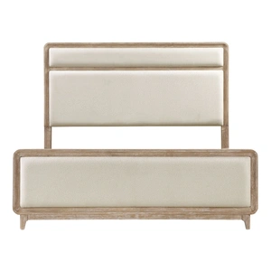 Homelegance Wilshire Chenille/Wood Panel Bed, Beige/Natural