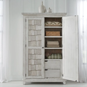 Liberty Furniture River Place Wood Armoire w/2 Doors, Riverstone White & Tobacco