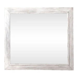 Liberty Furniture River Place Rectangular Wood/Glass Mirror, Riverstone White & Tobacco