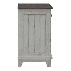 Liberty Furniture River Place Wood Nightstand w/Charging Station & 3 Drawers, Riverstone White & Tobacco