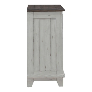 Liberty Furniture River Place Wood Bedside Chest w/Charging Station & Drawer, Riverstone White & Tobacco