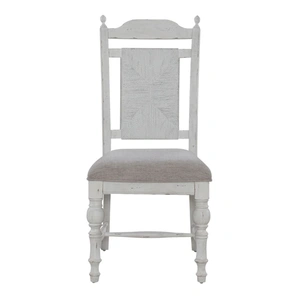 Liberty Furniture River Place Fabric/Wood Panel Back Side Chair in Riverstone White & Beige (Set of 2)