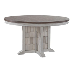 Liberty Furniture River Place Round Wood Dining Table, Riverstone White & Tobacco