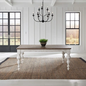 Liberty Furniture River Place Rectangular Wood Extendable Dining Table, Riverstone White & Tobacco
