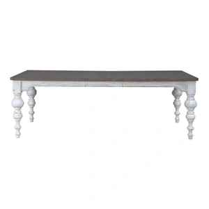 Liberty Furniture River Place Rectangular Wood Extendable Dining Table, Riverstone White & Tobacco