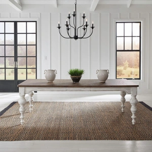 Liberty Furniture River Place Rectangular Wood Extendable Dining Table, Riverstone White & Tobacco