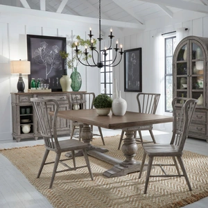 Liberty Furniture River Place Extendable Trestle Dining Room Set | Liberty