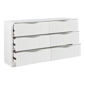 Homelegance Linea Wood 6-Drawer Double Dresser, Pearl White