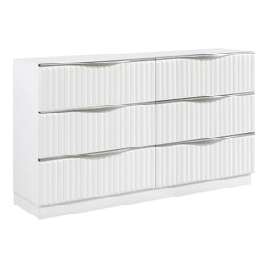 Homelegance Linea Wood 6-Drawer Double Dresser, Pearl White