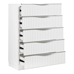 Homelegance Linea Wood 5-Drawer Chest, Pearl White