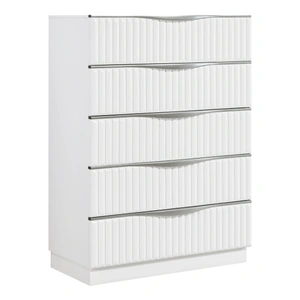 Homelegance Linea Wood 5-Drawer Chest, Pearl White