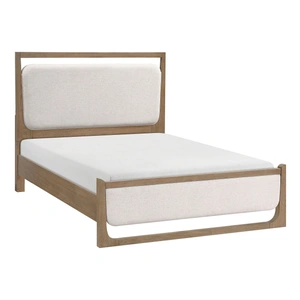 Homelegance Riley Polyester/Wood Panel Bedroom Set with LED Lighting, Beige/Light Brown
