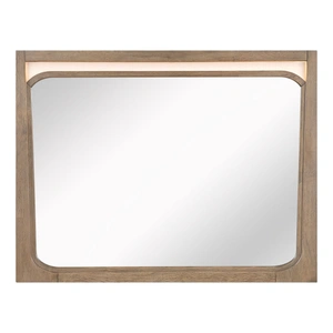 Homelegance Riley Rectangular Wood LED Lighting Mirror, Light Brown