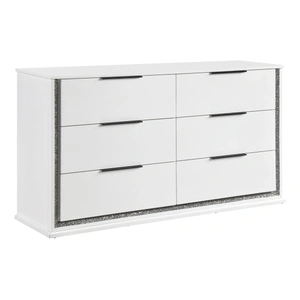 Homelegance Lumin Wood LED Lighting 6-Drawer Double Dresser, White