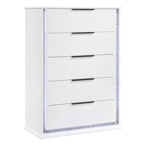 Homelegance Lumin Wood LED Lighting 5-Drawer Chest, White