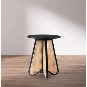 Meridian Furniture Butterfly 20-inch Round Wood Veneer End Table with Natural Cane Base