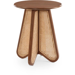 Meridian Furniture Butterfly 20-inch Round Wood Veneer End Table with Natural Cane Base