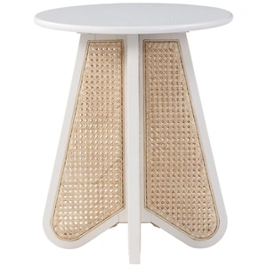 Meridian Furniture Butterfly 20-inch Round Wood Veneer End Table with Natural Cane Base