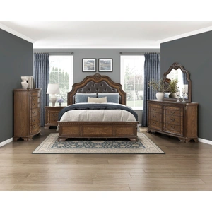 Homelegance Bridgepoint Faux Leather/Wood Panel Bedroom Set, Dark Brown/Brown