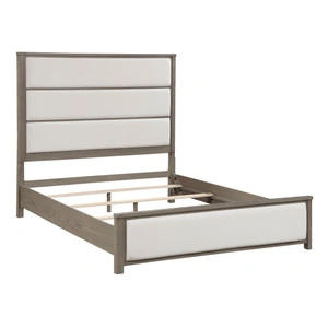 Homelegance Dalston Chenille/Wood Panel Bedroom Set, Light Gray