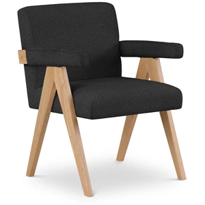 Meridian Furniture Woodloch Boucle Fabric Accent Chair with Natural Finish Solid Wood Frame
