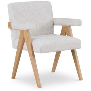 Meridian Furniture Woodloch Boucle Fabric Accent Chair with Natural Finish Solid Wood Frame