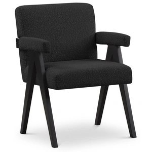 Meridian Furniture Woodloch Boucle Fabric Accent Chair with Black Finish Solid Wood Frame