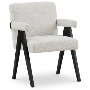 Meridian Furniture Woodloch Boucle Fabric Accent Chair with Black Finish Solid Wood Frame