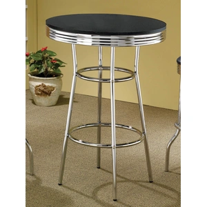 Coaster Theodore Wood Veneer Round Bar Table with Chrome Base