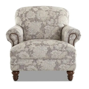 Klaussner Barnum Fabric Accent Chair, Goddess Ash/Old Gold Spotted