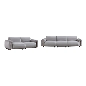 Beverly Hills Furniture Noah Leather Modular Living Room Set, Smoke