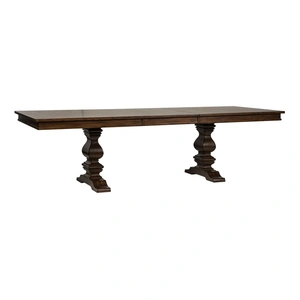 Liberty Furniture Armand Rectangular Wood Extendable Trestle Table, Antique Brownstone