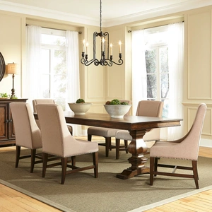Liberty Furniture Armand Extendable Trestle Dining Set | French Antique, Antique Brownstone