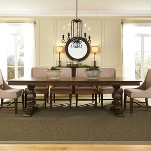 Liberty Furniture Armand Rectangular Wood Extendable Trestle Table, Antique Brownstone