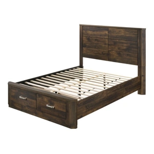 ACME Elettra Wood Storage Panel Bed, Queen Size, Rustic Walnut
