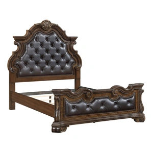Homelegance Gilmartin Faux Leather/Wood/Wood Veneer Panel Bedroom Set, Dark Brown
