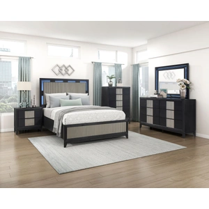 Homelegance Garrison Rectangular Wood/MDF LED Lighting Mirror, Charcoal/Gray