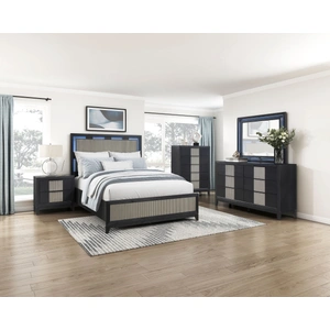 Homelegance Garrison Rectangular Wood/MDF LED Lighting Mirror, Charcoal/Gray