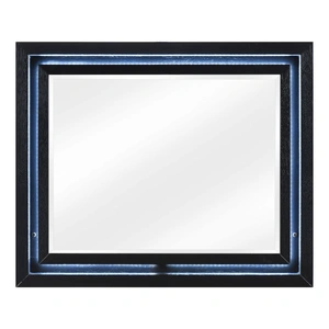 Homelegance Garrison Rectangular Wood/MDF LED Lighting Mirror, Charcoal/Gray