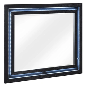 Homelegance Garrison Rectangular Wood/MDF LED Lighting Mirror, Charcoal/Gray