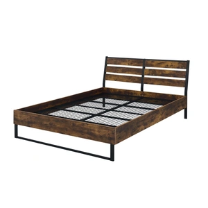 ACME Juvanth Wood/Metal Panel Bed, Eastern King Size, Rustic Oak/Black