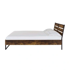 ACME Juvanth Wood/Metal Panel Bed, Eastern King Size, Rustic Oak/Black