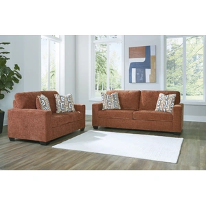 Ashley Furniture Aviemore Polyester Living Room Set in Spice