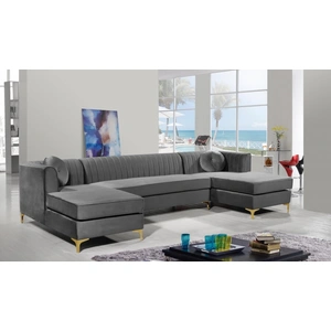 Meridian Furniture Graham 132-inch 3-Piece Velvet Sectional